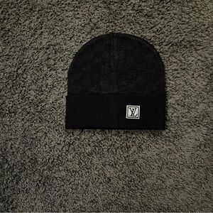 Louis Vuitton Black Knitted Beanie with LV Patch